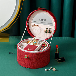Tragbare runde Aufbewahrungsboxen für Schmuck aus Kunstleder für Ohrringe&nbsp;PW-WG42841-03
