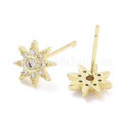 Ohrstecker aus Messing mit Mikropavé und klaren kubischen Zirkonia für Damen&nbsp;EJEW-S217-E06