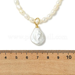 Verstellbare Barock-Halskette mit Anhänger aus natürlicher Keshi-Perle&nbsp;NJEW-JN06343-01