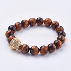 Braccialetti elastici personalizzati per uomo di grado a occhio di tigre&nbsp;BJEW-JB03154