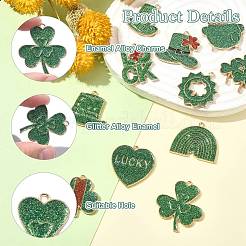Pendenti smaltati in lega glitterata da 24 pz 12 stili per il giorno di San Patrizio&nbsp;ENAM-CJ0005-62