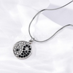 Collar de cadena de serpiente redonda con colgante de Yin-Yang&nbsp;NJEW-Z044-12P