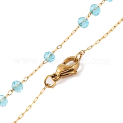 Placcatura ionica (ip) crocifisso croce 304 acciaio inossidabile collane di perline rosario&nbsp;NJEW-M075-04G-05