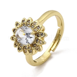 Fingerringe aus Messing mit Mikropavé-Kubikzirkonia für Damen&nbsp;RJEW-L130-005G