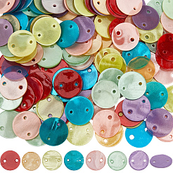 140 Stück 7 Farben sprühbemalte natürliche Capiz Muschel Verbinder Charms&nbsp;SSHEL-SC0001-54