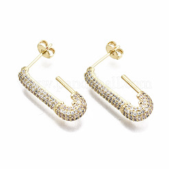 Messing Micro Pave klare Zirkonia Halb Creolen&nbsp;EJEW-T046-19G-NF