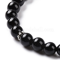 Halskette mit Kugel- und Quastenanhänger aus natürlichem Obsidian und Perlenketten aus gemischten Edelsteinen&nbsp;NJEW-E585-02A