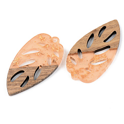 Pendentifs en résine transparente et bois de noyer&nbsp;RESI-S389-048A-B04