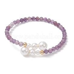 Bracelets manchettes en perles d'améthyste naturelle&nbsp;BJEW-JB13326-02