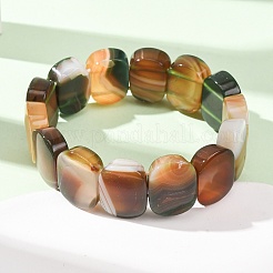 Bracelets extensibles en perles ovales d'agate naturelle rubanée (teinte et chauffée) pour femmes et hommes&nbsp;GG-CBA9ACE-A12