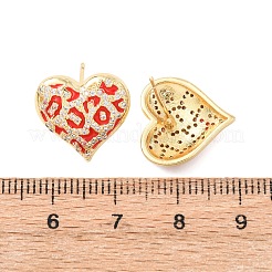Boucles d'oreilles en forme de cœur en laiton&nbsp;EJEW-H178-09G-01