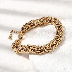 Armbänder aus byzantinischen Ketten aus Edelstahl 304 für Damen&nbsp;BJEW-P399-01B-G
