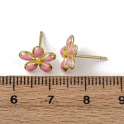 Messing-Blumen-Ohrstecker&nbsp;EJEW-H165-04G-02