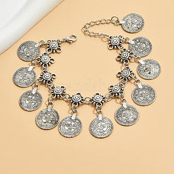 Bracelets de cheville en alliage avec pompon et fleur de style ethnique bohème&nbsp;FS-WGE8569-02