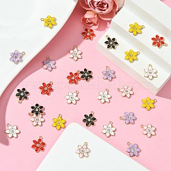 30 Stück 6 Farben Blumen-Emaille-Anhänger aus Legierung&nbsp;ENAM-CJ0006-22