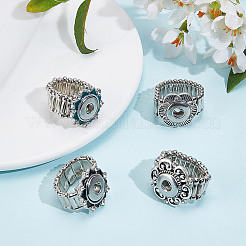 4 Stück 4 Stile verstellbare Legierung Emaille Snap Ring Komponenten&nbsp;RJEW-DR0001-04