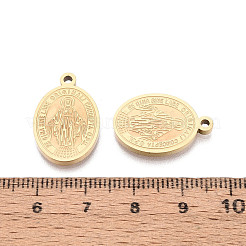 Religion Ovaler Anhänger aus Edelstahl 304 mit Marienmotiv&nbsp;STAS-T073-07G