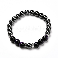 Set di bracciali elasticizzati con perline naturali occhio di tigre (tinte).&nbsp;BJEW-JB06653-04