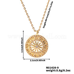 Elegante Halsketten mit Anhänger aus Messing mit Mikropflaster und klarem Zirkonia in Radform für Damen&nbsp;GZ1520-1
