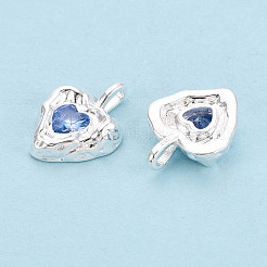 925 Herzanhänger aus Sterlingsilber mit Pavé-Fassung und kornblumenblauen Zirkonia&nbsp;STER-N016-119S
