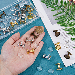 DIY-Kits zur Herstellung blanker Manschettenknöpfe aus Messing mit Kuppel&nbsp;FIND-DC0006-76