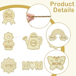 12 ensemble de 12 styles de kits de fabrication de porte-clés pendentifs en bois brut pour la fête des mères&nbsp;DIY-CJ0002-89