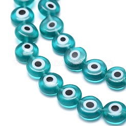 Handmade bösen Blick lampwork flache runde Perle Stränge&nbsp;LAMP-L058-8mm-11
