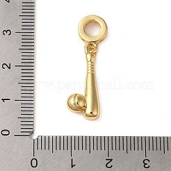 Placage en rack laiton micro pavé de zircone cubique clair breloques pendantes européennes&nbsp;LS-KK-P279-16G