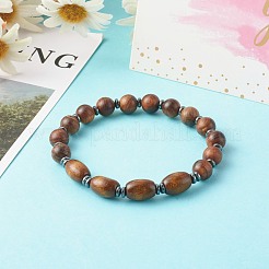 Ensembles de bracelets en bois d'érable naturel peints à la bombe et en bois ciré&nbsp;BJEW-JB06362