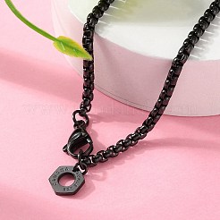 Colliers à chaîne hexagonale en acier inoxydable 304 pour femmes&nbsp;NJEW-A045-25EB