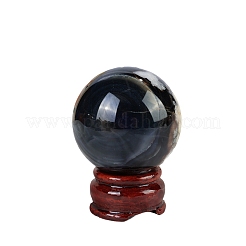 Sfera di cristallo di agata naturale con fiori di ciliegio nero&nbsp;PW-WG77102-02