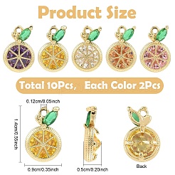 8 Stück 4 Farben Messing Micro Pave Zirkonia Charms&nbsp;KK-YW0004-12