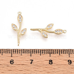 Verbindungsanhänger mit Mikropavé aus Messing mit durchsichtigen Zirkonia-Steinen&nbsp;KK-T074-54G