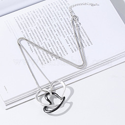 Collane con catena a serpente rotonda con ciondolo a forma di cuore in lega per donna&nbsp;FS-WG2D0F8-01