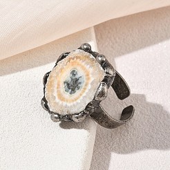 Anillos tipo brazalete de ágata drusa de girasol natural y latón para mujer&nbsp;GG-CBA086A-01
