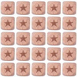 100 pieza de cuentas de madera de haya grabadas&nbsp;WOOD-PA0001-86A