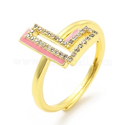Anillo ajustable con letra inicial de esmalte de varios colores y circonita cúbica transparente&nbsp;RJEW-P045-01G-L