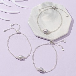 Bracciale con cursore a maglie di perle naturali&nbsp;BJEW-JB09449-02