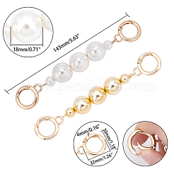 2 Stile ABS-Kunststoff-Imitationsperlen und Eisen-Panzerketten-Taschenkettenriemen&nbsp;FIND-CA0002-65
