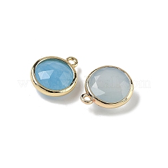 Gefärbte natürliche weiße Jade facettierte flache runde Charms&nbsp;G-U028-03G-10