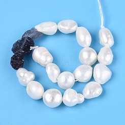 Natürliche violette Fluorit-Nuggets und Stränge aus natürlichen Süßwasser-Zuchtperlen&nbsp;PEAR-N023-01A-08