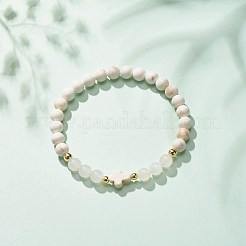 Bracelet extensible en perles de turquoise synthétique (teint)&nbsp;BJEW-JB08287-02