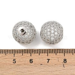 Perles rondes en laiton avec zircone cubique de micro pave&nbsp;LS-ZIRC-L017-05P