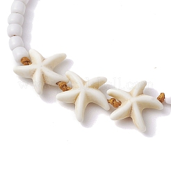 Armbänder aus geflochtenen Perlen mit Seesternen aus synthetischem Türkis und Glasssamen&nbsp;BJEW-JB10312-03