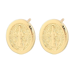 Orecchini a bottone in ottone religioso&nbsp;EJEW-F405-23F-G