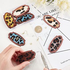 Kit de fabrication de boucles d'oreilles pendantes rectangulaires à motif léopard&nbsp;DIY-OC0009-49