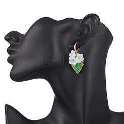 Orecchini a leva con fiori e perline di vetro fatti a mano&nbsp;EJEW-MZ00487-04