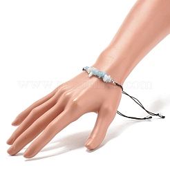 Braccialetto di perline intrecciate con gocce di acquamarina naturale&nbsp;BJEW-JB08019-10