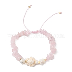 2 bracelet tressé en perles de quartz rose naturel&nbsp;BJEW-JB11541-02