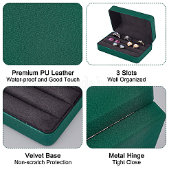 Rechteckige Fingerring-Displayboxen aus PU-Leder mit 3 Steckplatz&nbsp;CON-WH0099-10B
